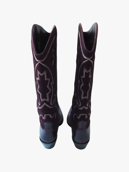 (LIKE NEW) ZARA | 100% LEATHER "EMBROIDERED LEATHER COWBOY BOOTS" - Picture 4 of 5